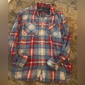 GAP Men's Red and Blue Plaid Shirt Size Large